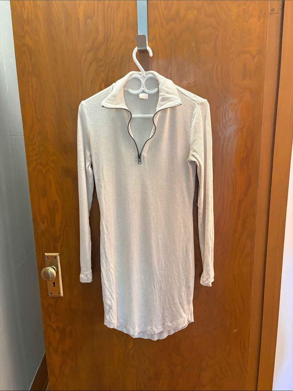 Lole Mini Dress Half-Zip Tunic in Light Beige
